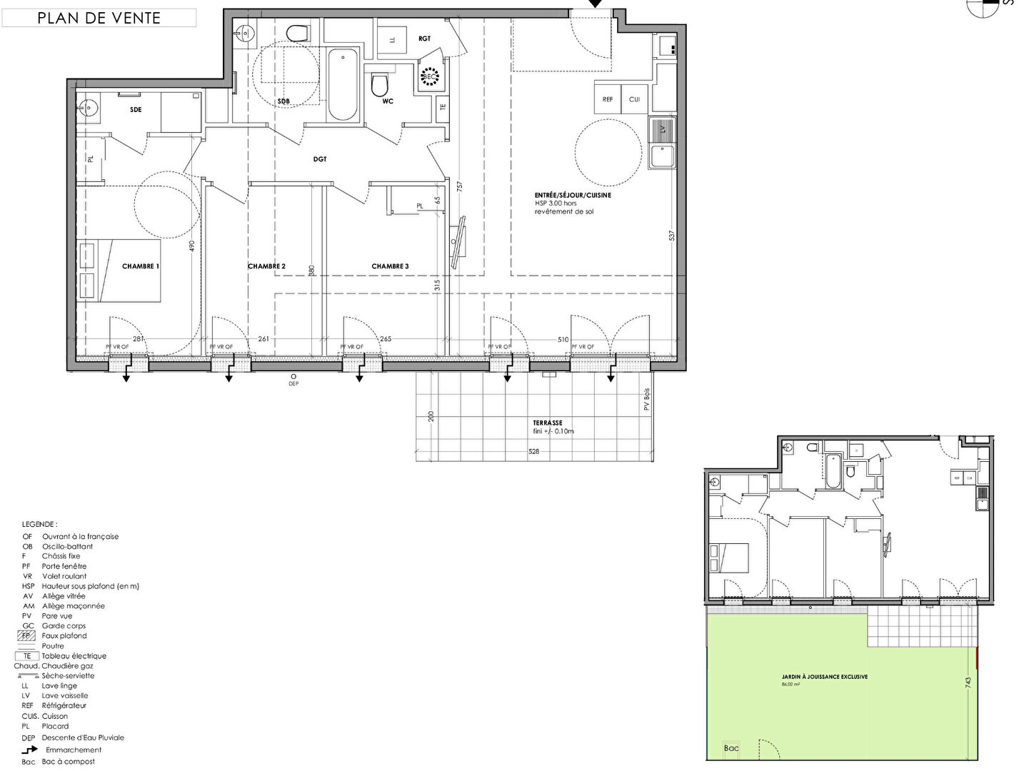 Photo CHANTEPIE - Appartement 4 pièces de 88.35m² Ouest - terrasse et jardin 86.02m² - stationnement image 2/3