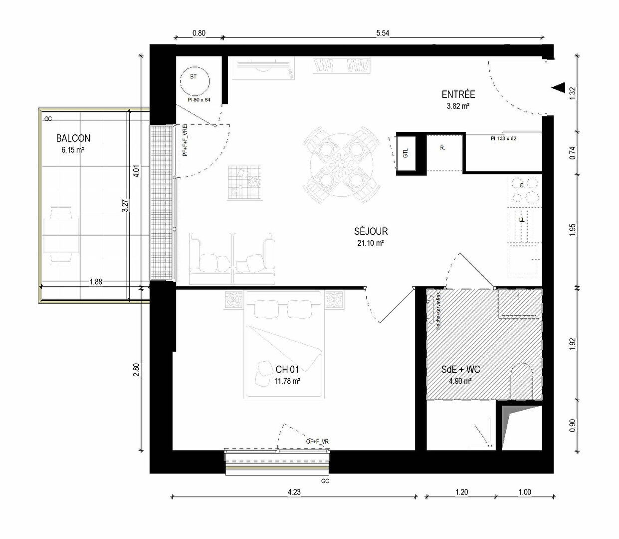 Photo Chantepie - Appartement 2 pièces de 41.60m² - balcon de 6.15m² - 2ème étage - ascenseur - stationnement image 2/3