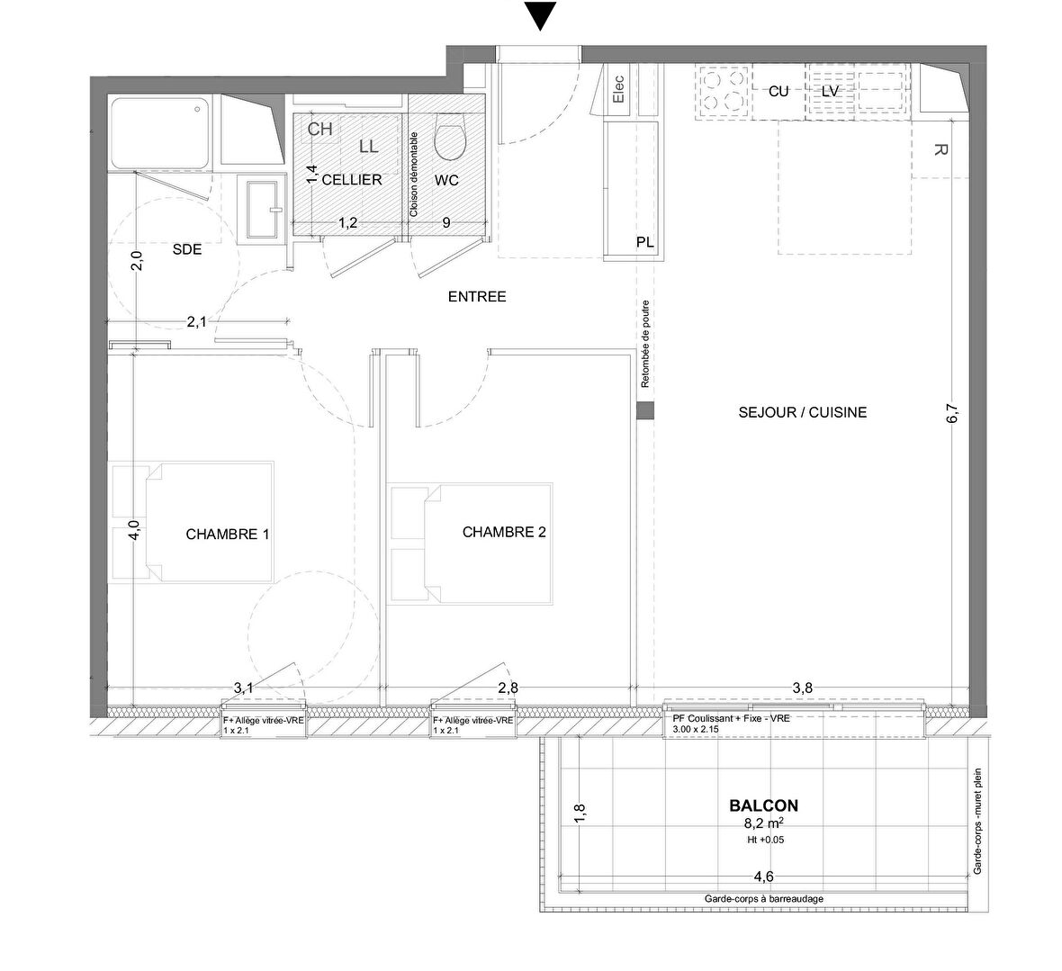 Photo BRUZ - Appartement 3 pièces 66.63m²  Sud- 1er étage - ascenseur - balcon 8.17m² - stationnement image 2/3