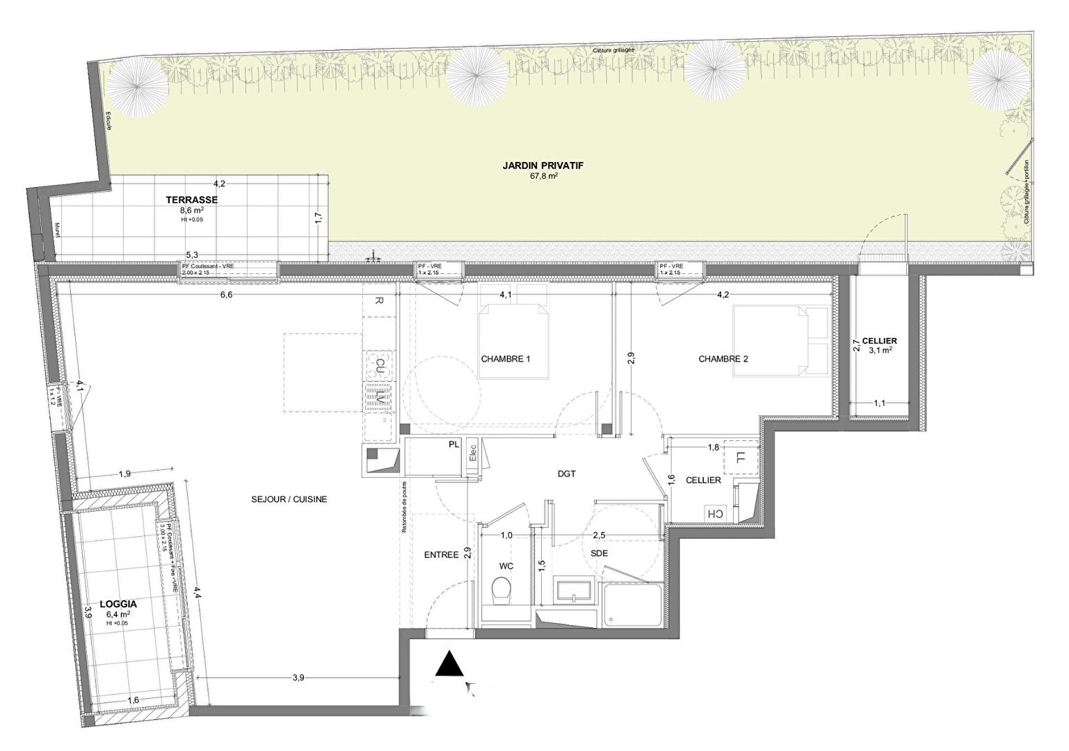 Photo BRUZ - Appartement 3 pièces 85.80m² avec jardin de 67.79m² et terrasse de 8.62m²-  stationnement image 2/3