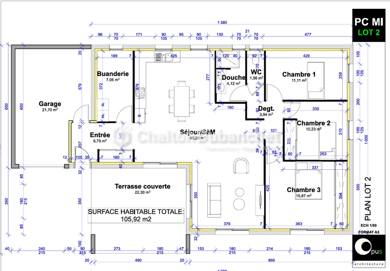 Photo EXLUSIVITE Côte Roannaise - villa neuve contemporaine de 106 m² sur 573 m² de terrain image 2/2