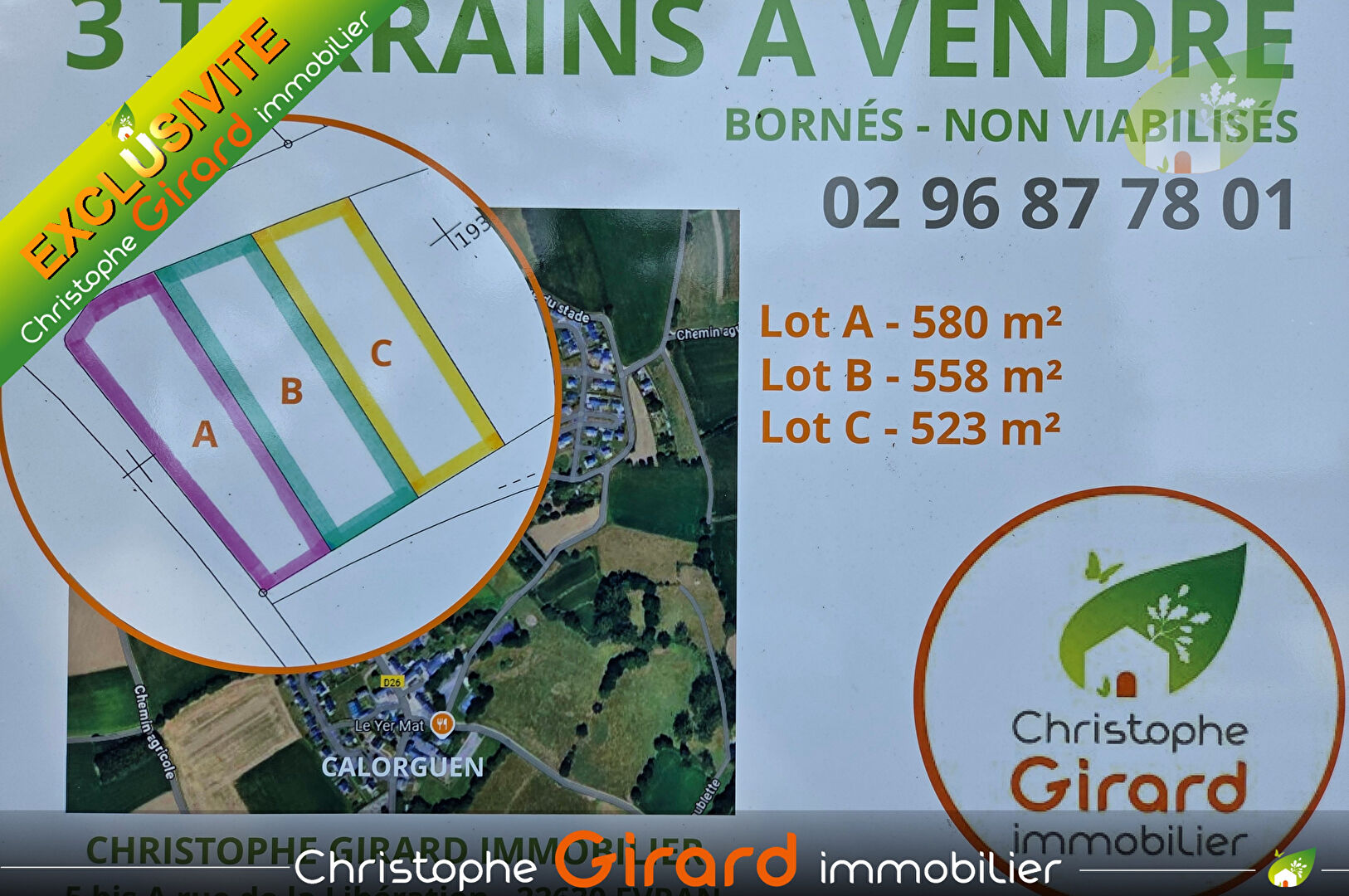 Photo Terrain constructible 523 m² - CALORGUEN (22100) image 3/5