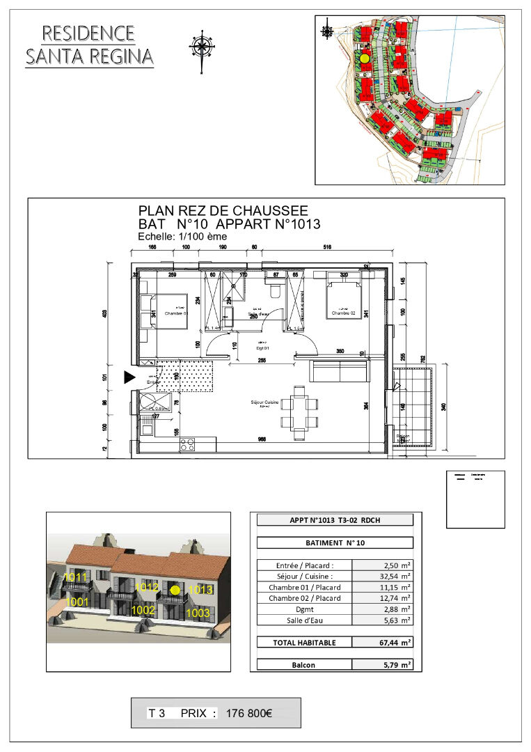 Vente appartement 3 pièces 67,44 m2 - Olmeta di Tuda -