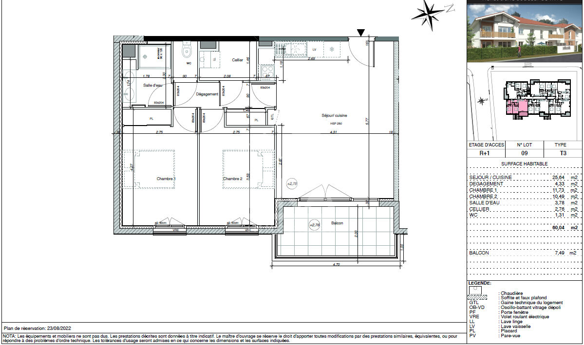 A VENDRE Appartement T3 de 60.04 m²