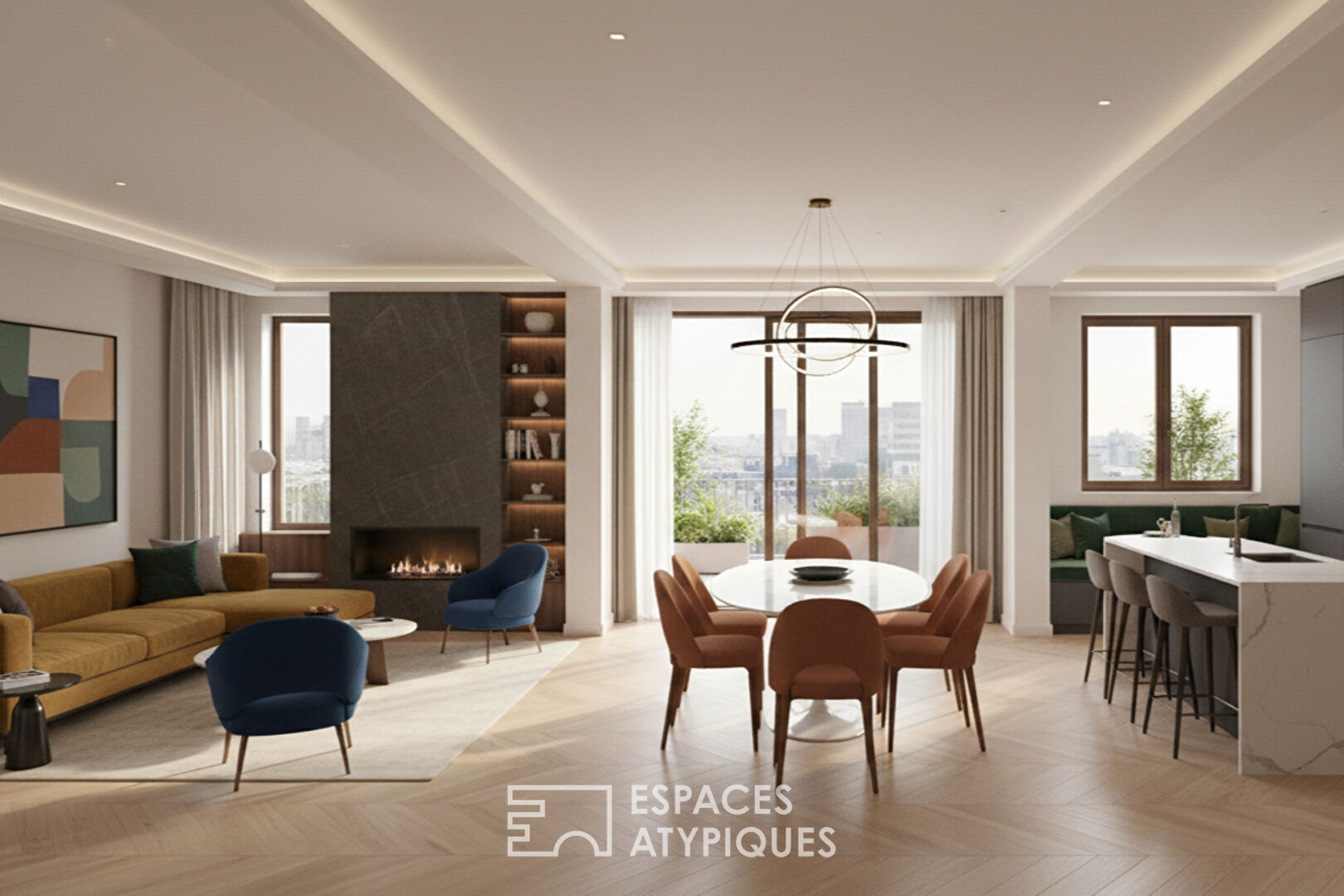 Duplex et sa terrasse sur les toits avec vue Cathédrale