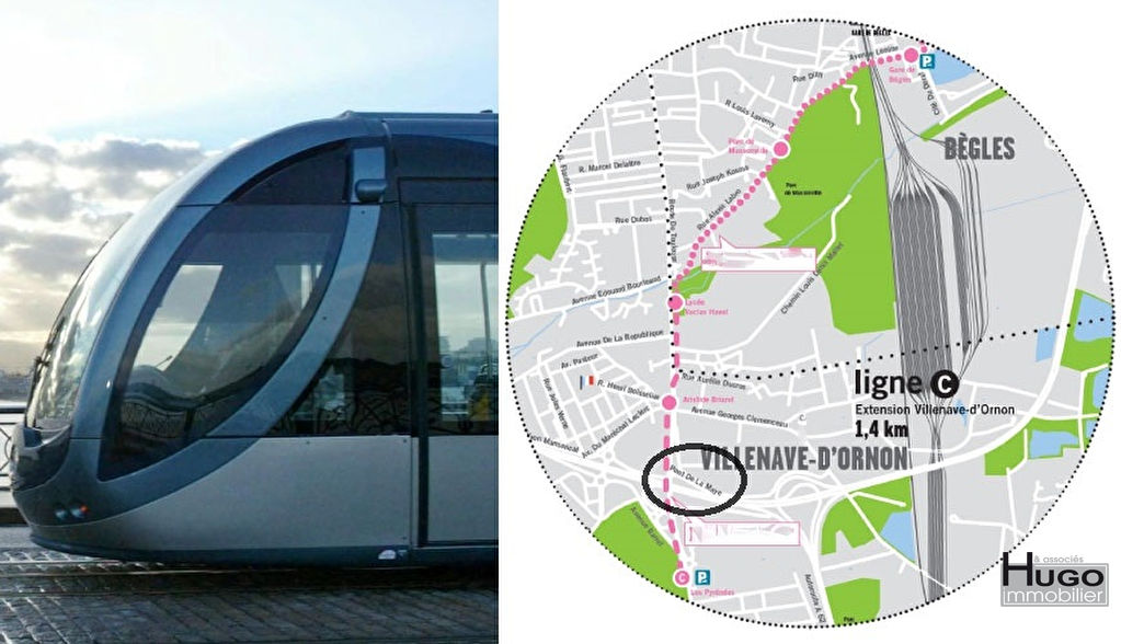 DÉJÀ VENDU PAR HUGO IMMOBILIER & ASSOCIES !!!  BORDEAUX-VILLENAVE D'ORNON- TRAM C: PONT DE LA MAYE - TERRAIN COMMERCIAL 2300m² + BATIMENT A RENOVER.