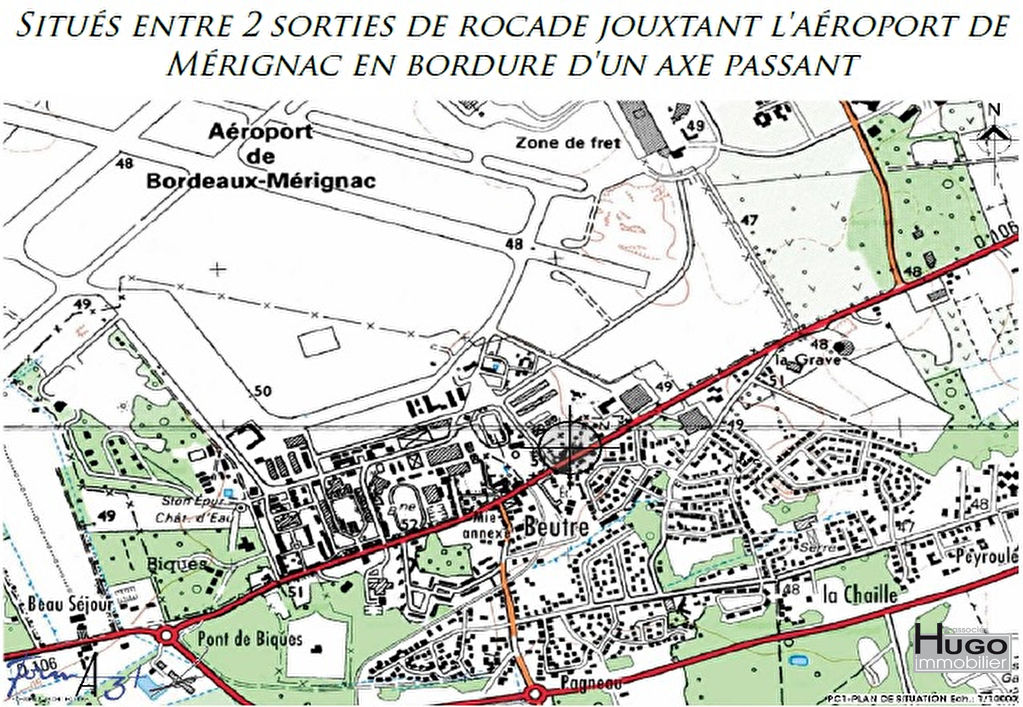 Photo DÉJÀ VENDU PAR HUGO IMMOBILIER & ASSOCIES !!!  MÉRIGNAC- BEUTRE- ROCADE SORTIE 11 / 12- TERRAIN COMMERCIAL DE 3000M² AVEC PC VALIDÉ = 1235M² DE COMMERCES-BUREAUX + 30 PARKINGS ! image 3/4