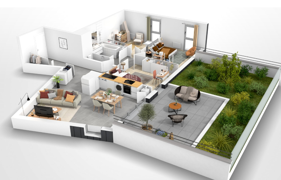 Appartement T4 de 86.52 m² au 4ème étage avec jardin suspendu - Thonon-les-Bains