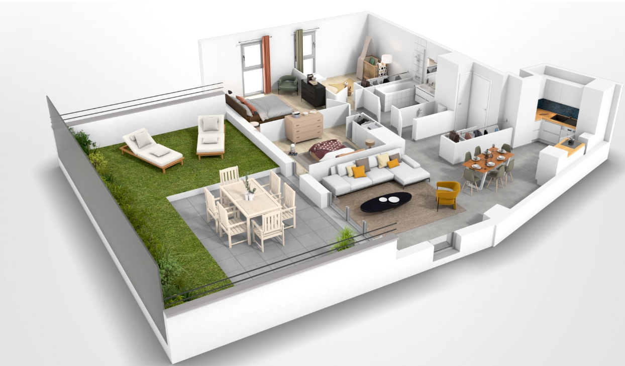 Appartement T4 de 83.55 m² - au 4ème étage avec jardin suspendu - Thonon-les-Bains