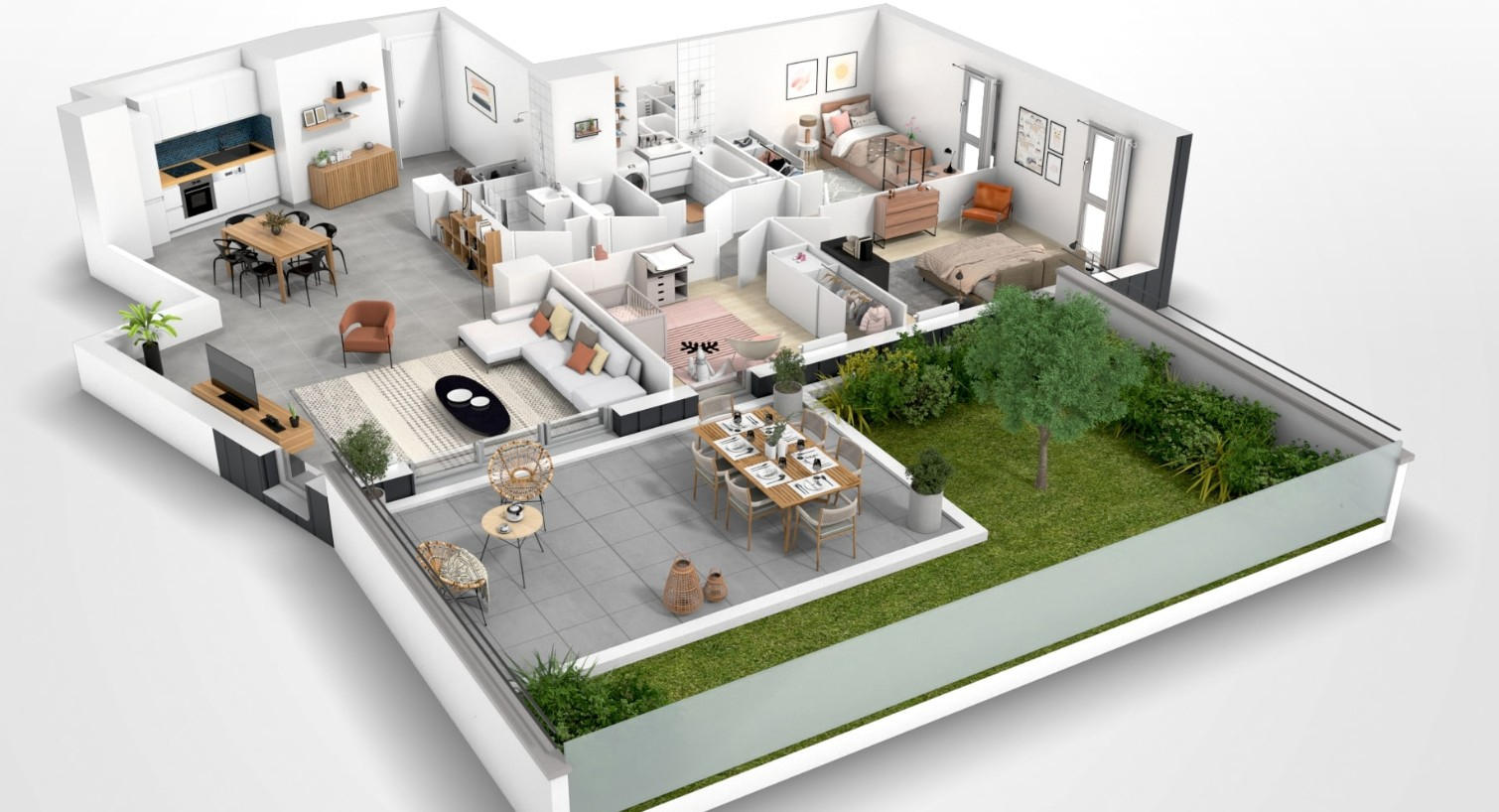 Appartement T4 de 104.72 m² - au 4ème étage avec jardin suspendu et Vue lac - Thonon-les-Bains