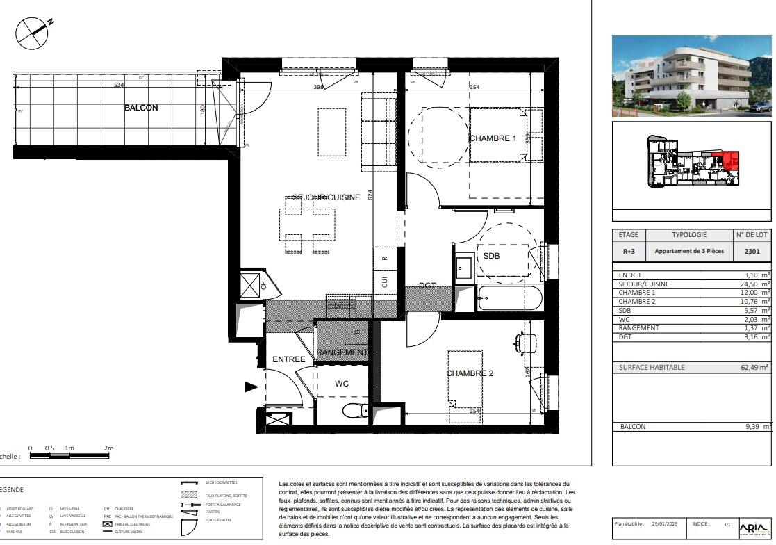 Photo Appartement T3 de 62.49 m² au 3ème étage- Cluses image 2/6