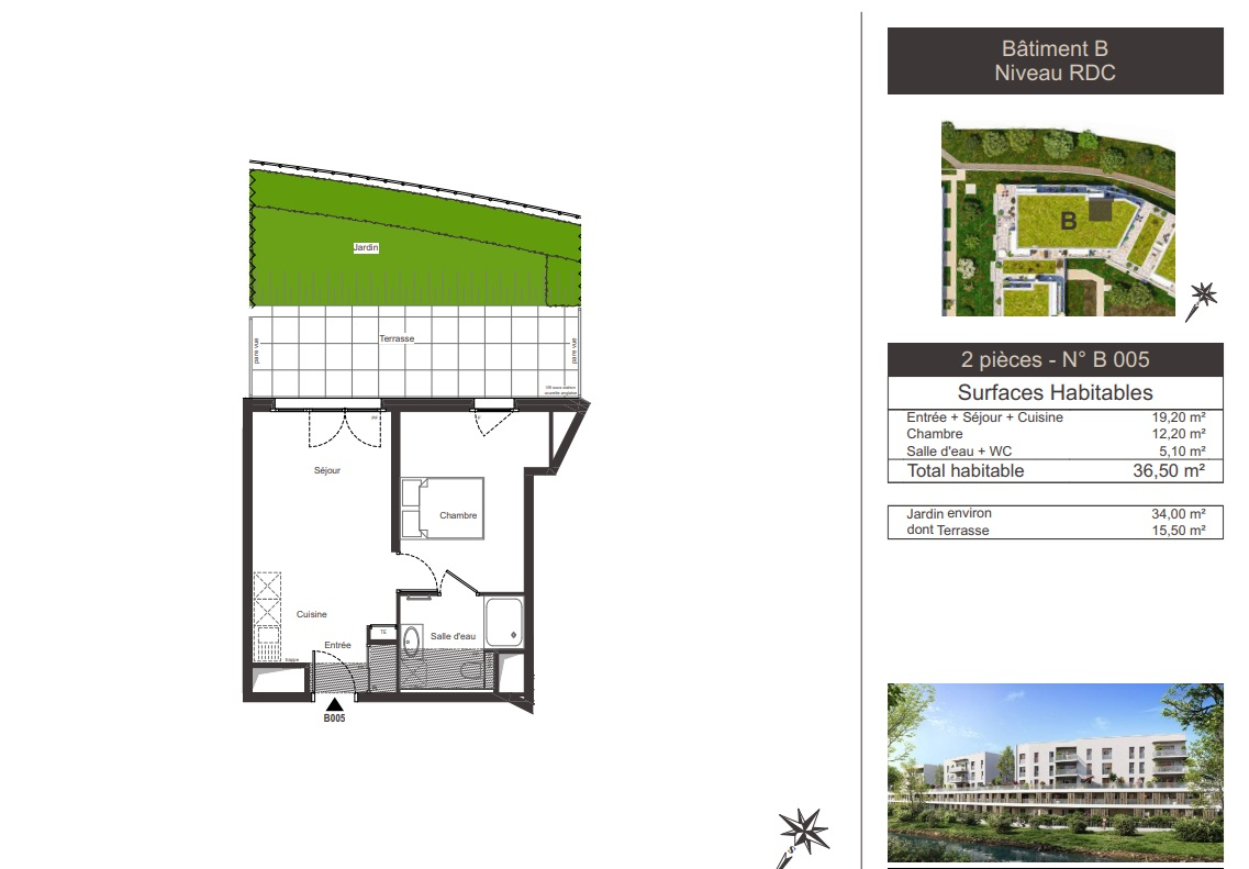 Photo Appartement T2 de 36.5m² au rez-de-chaussée - Ambilly image 1/5