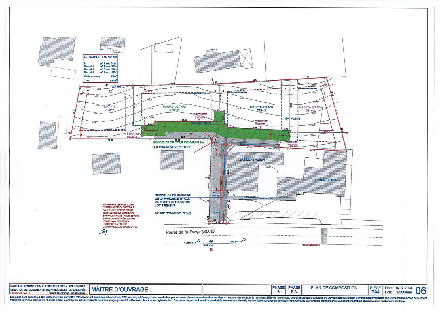 A vendre à NEYDENS terrain à bâtir de 770 m² dans lotissement neuf - 450 m² surface plancher