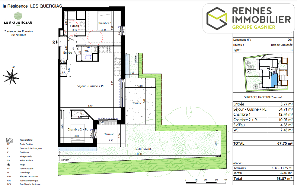 Appartement Bruz du T2 au T4