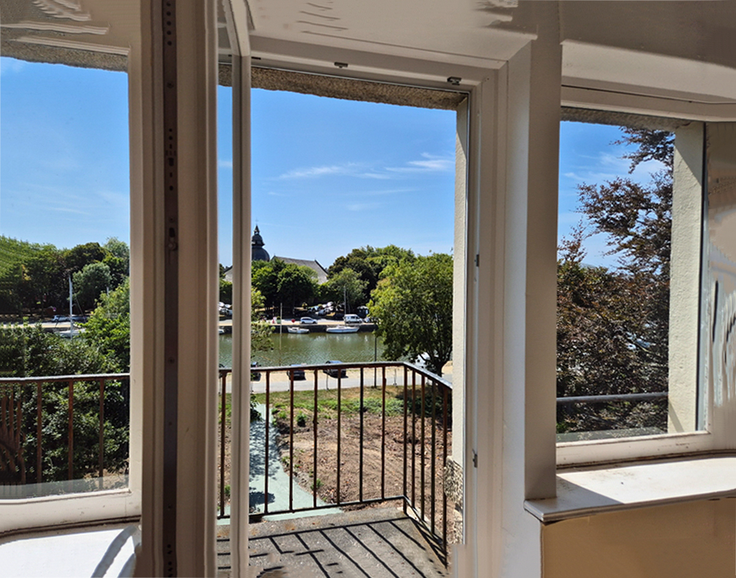 T5 de 115 m², balcon et terrasse, vue rivière Pont L'Abbé, exposé sud